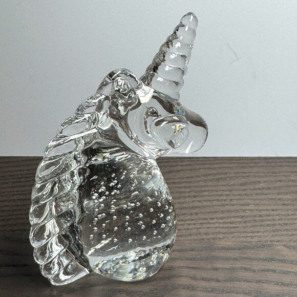 Clear Blown Glass Unicorn Ring Holder or Paperweight Controlled Bubbles *read* - Picture 2 of 7